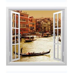 αυτοκόλλητο τοιχου παράθυρο με θέα τη Βενετία