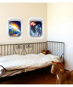 αυτοκόλλητο τοιχου με θέα στο διάστημα.illusion wall stickers