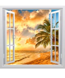 αυτοκόλλητο τοιχου παραθυρο με θέα. illusion wall stickers