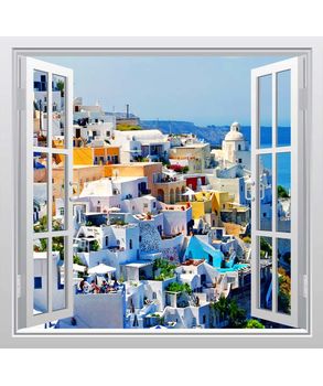 αυτοκολλητο παραθυρο με θέα τη Σαντορίνη